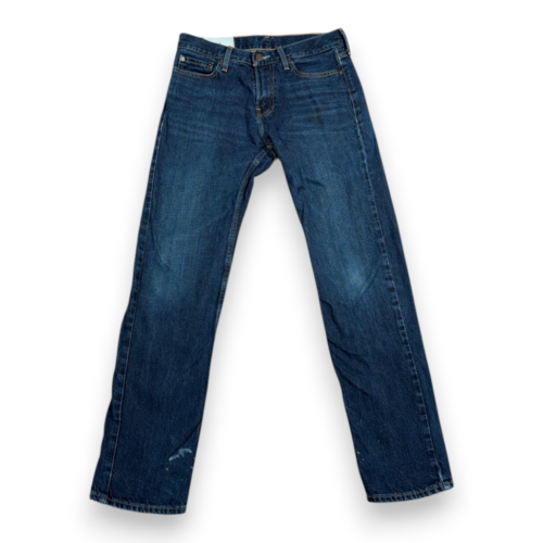 Hollister Jeans Mens 29x32 Blue Straight Low Rise Distressed Dark Wash Denim