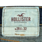 Hollister Jeans Mens 29x32 Blue Straight Low Rise Distressed Dark Wash Denim