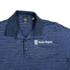 Rolls Royce Polo Shirt Adult LARGE Blue Striped Cotton Corporate Logo Workwear