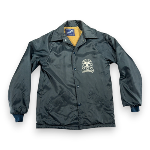 Vintage USS Independence Jacket Adult SMALL Blue Satin Miitary USA Distress 70s