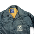 Vintage USS Independence Jacket Adult SMALL Blue Satin Miitary USA Distress 70s