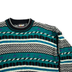 Vintage Lightning Bolt Sweater Adult MEDIUM Green Geometric Striped Textured 90s