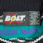 Vintage Lightning Bolt Sweater Adult MEDIUM Green Geometric Striped Textured 90s