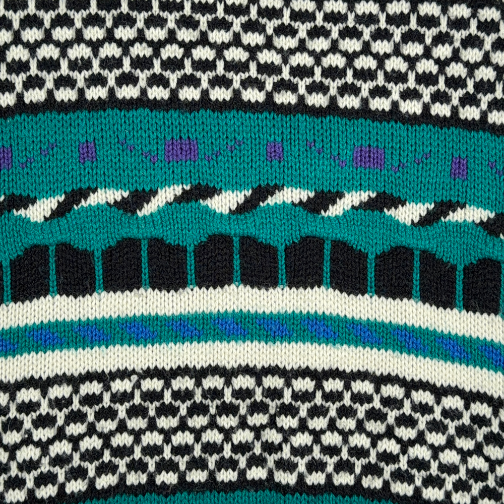 Vintage Lightning Bolt Sweater Adult MEDIUM Green Geometric Striped Textured 90s-5 Vintage Lightning Bolt Sweater Adult MEDIUM Green Geometric Striped Textured 90s