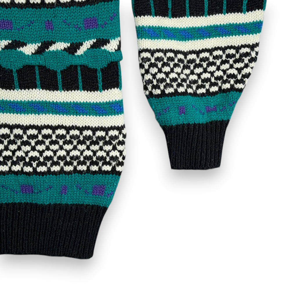 Vintage Lightning Bolt Sweater Adult MEDIUM Green Geometric Striped Textured 90s-6 Vintage Lightning Bolt Sweater Adult MEDIUM Green Geometric Striped Textured 90s