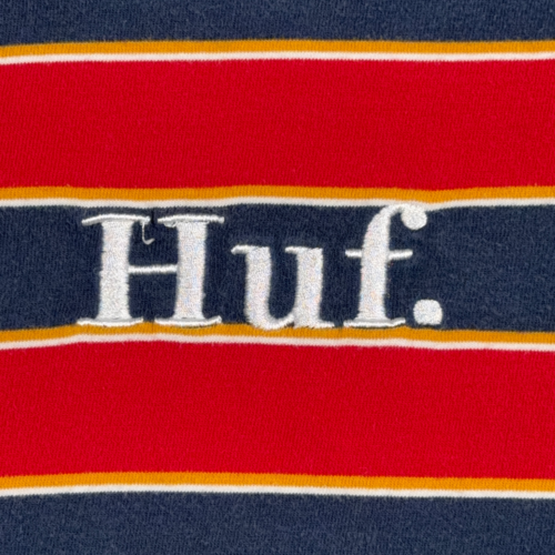 HUF Shirt Adult LARGE Red Blue Yellow Striped Skater Streetwear Logo LS Y2K-2 HUF Shirt Adult LARGE Red Blue Yellow Striped Skater Streetwear Logo LS Y2K