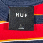 HUF Shirt Adult LARGE Red Blue Yellow Striped Skater Streetwear Logo LS Y2K