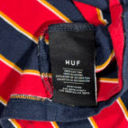 HUF Shirt Adult LARGE Red Blue Yellow Striped Skater Streetwear Logo LS Y2K