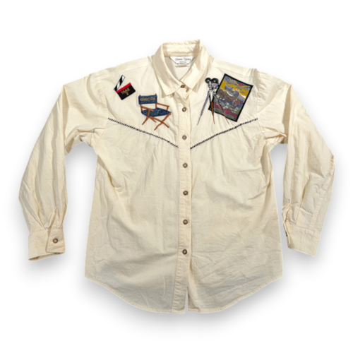 Vintage Hollywood Western Shirt Womens EXTRA LARGE White Film Director USA 80s