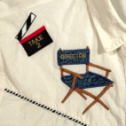 Vintage Hollywood Western Shirt Womens EXTRA LARGE White Film Director USA 80s