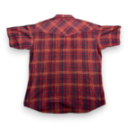 Vintage Ely Cattleman Western Shirt Adult LARGE Red Plaid Pearl Snap Cowboy 90s