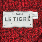 Vintage Le Tigre Sweater Adult LARGE TALL Red Black Speckled Chunky Knit USA 90s