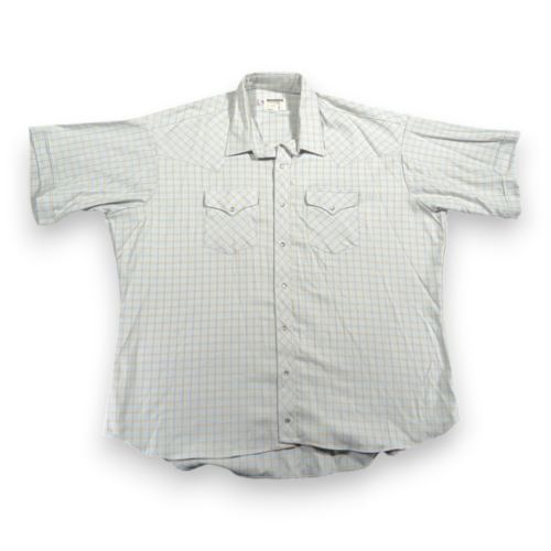 Vintage Ruddock Western Shirt Adult 2XL XXL 20 Blue Pearl Snap Deadstock USA 80s