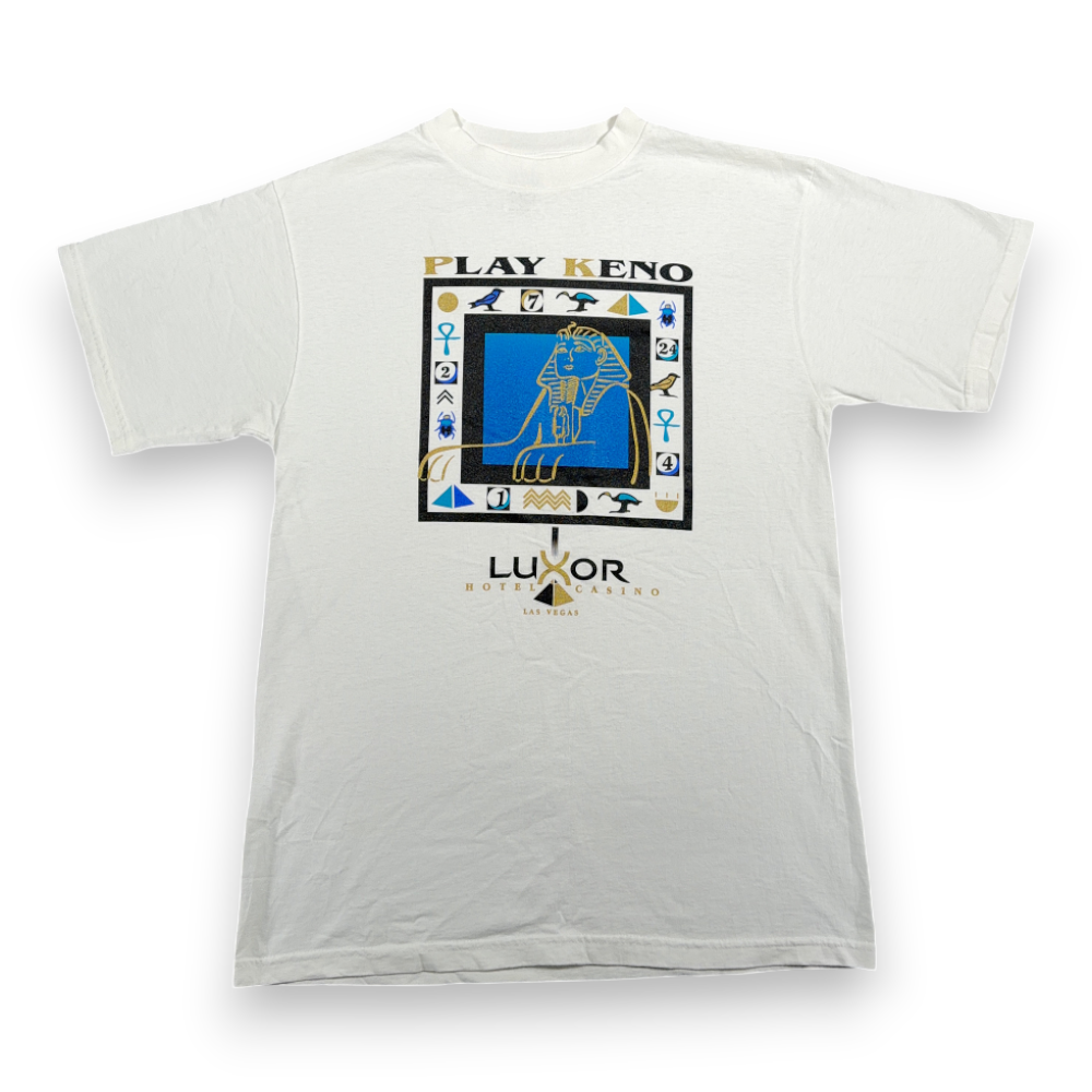 Vintage Luxor Hotel Casino Shirt Adult LARGE White Las Vegas Play Keno 90s-1 Vintage Luxor Hotel Casino Shirt Adult LARGE White Las Vegas Play Keno 90s