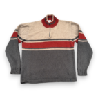 Columbia Sweater Adult LARGE Gray Brown Burnt Orange Wool Blend Quarter Zip