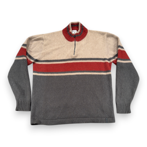 Columbia Sweater Adult LARGE Gray Brown Burnt Orange Wool Blend Quarter Zip-2 Columbia Sweater Adult LARGE Gray Brown Burnt Orange Wool Blend Quarter Zip