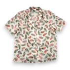 Vintage Levis Shirt Womens LARGE White Blouse Top Peacock Feather Camp Boho 70s