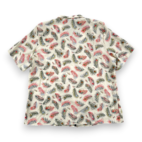 Vintage Levis Shirt Womens LARGE White Blouse Top Peacock Feather Camp Boho 70s