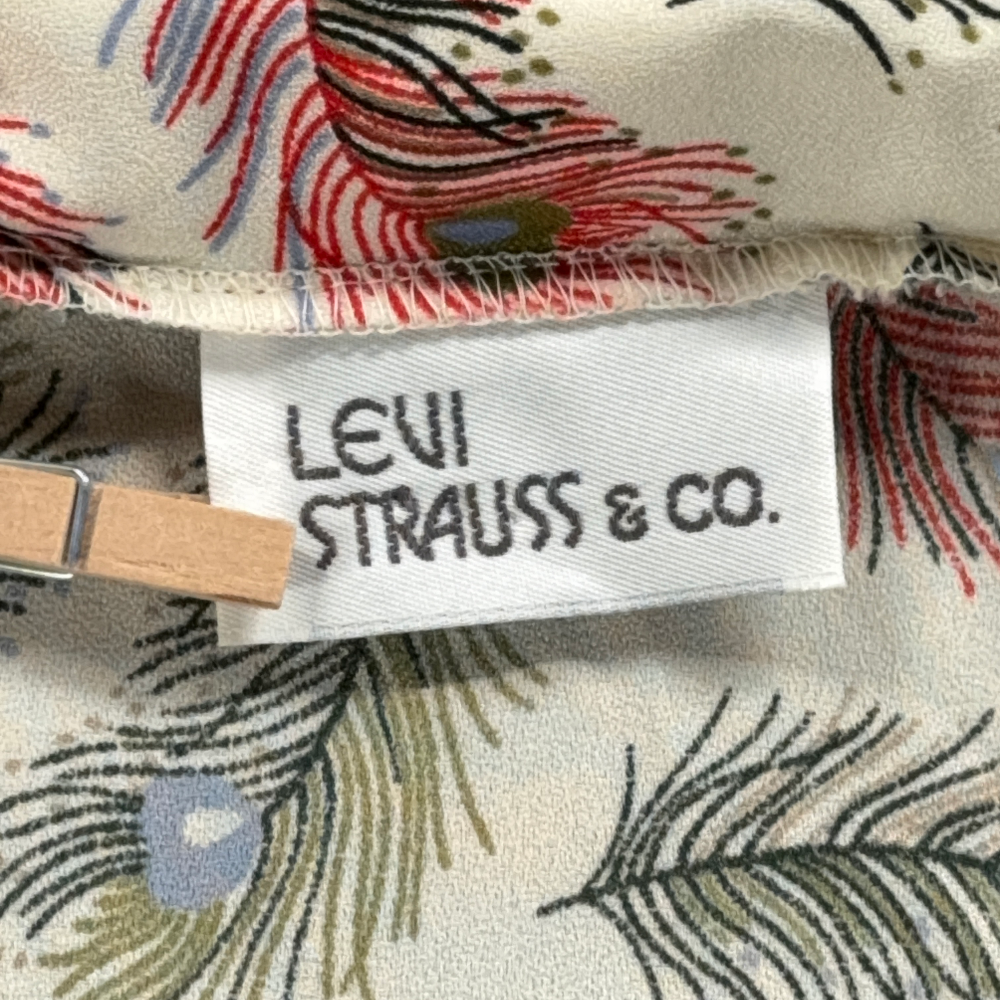 Vintage Levis Shirt Womens LARGE White Blouse Top Peacock Feather Camp Boho 70s-4 Vintage Levis Shirt Womens LARGE White Blouse Top Peacock Feather Camp Boho 70s