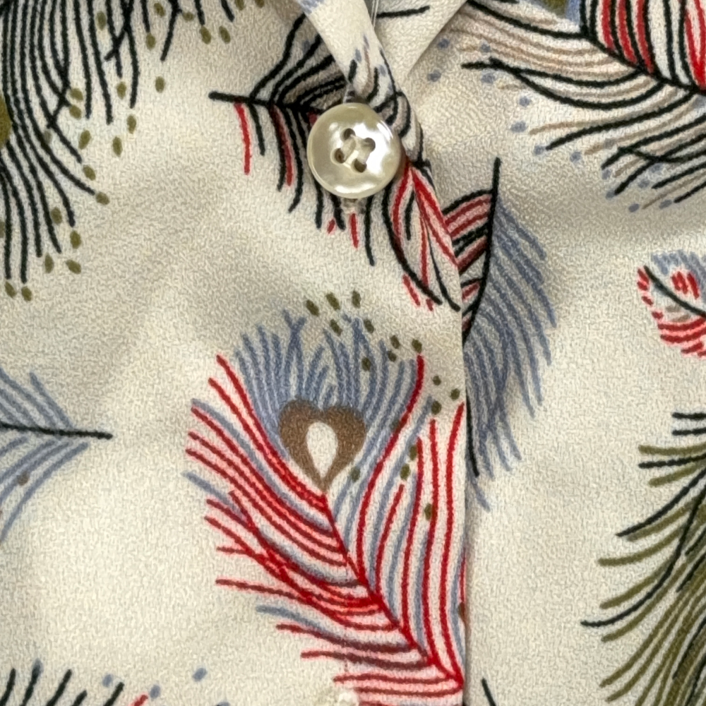 Vintage Levis Shirt Womens LARGE White Blouse Top Peacock Feather Camp Boho 70s-6 Vintage Levis Shirt Womens LARGE White Blouse Top Peacock Feather Camp Boho 70s