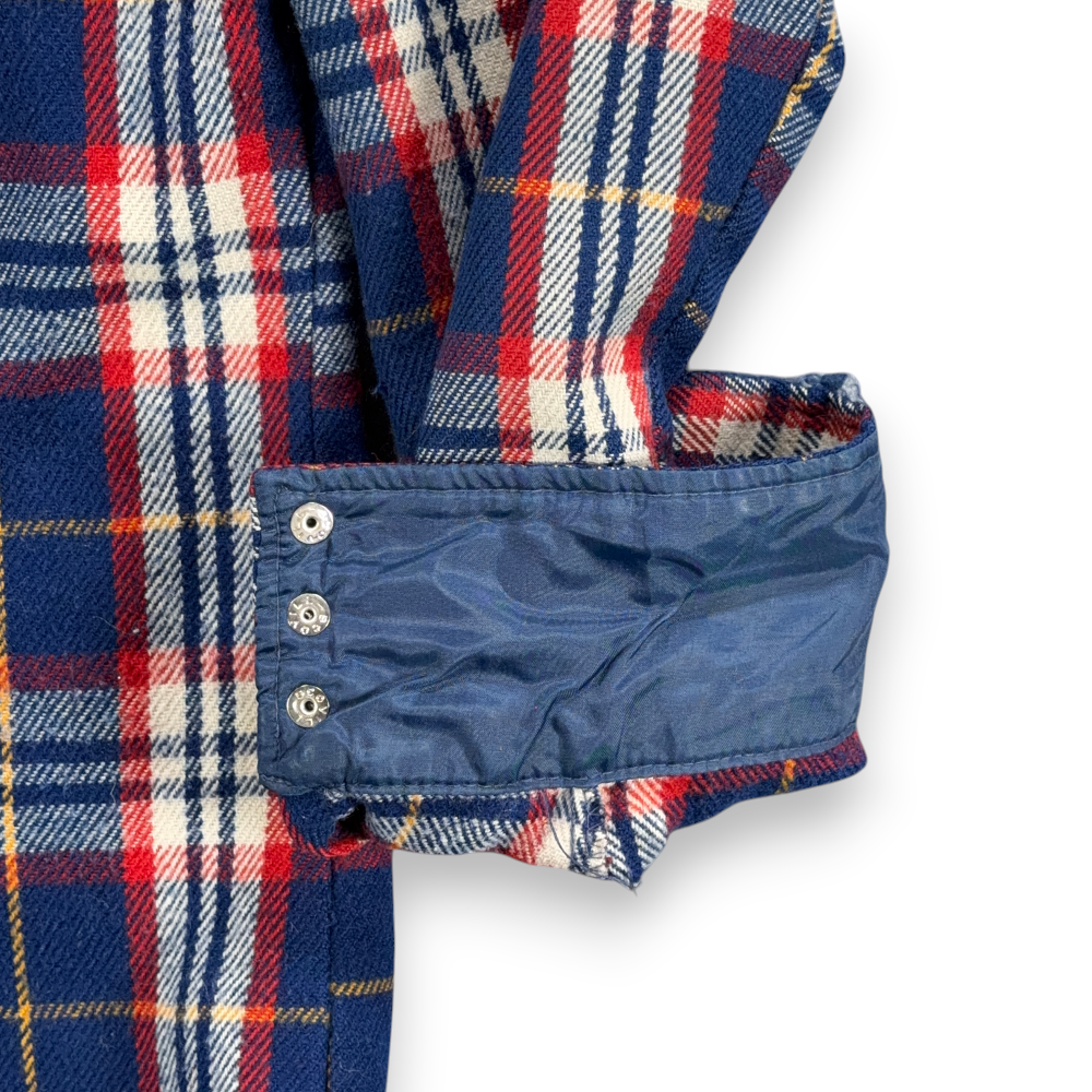 Vintage Western Shirt Adult LARGE Blue Red Plaid Acrylic Pearl Snap Workwear 70s-8 Vintage Western Shirt Adult LARGE Blue Red Plaid Acrylic Pearl Snap Workwear 70s