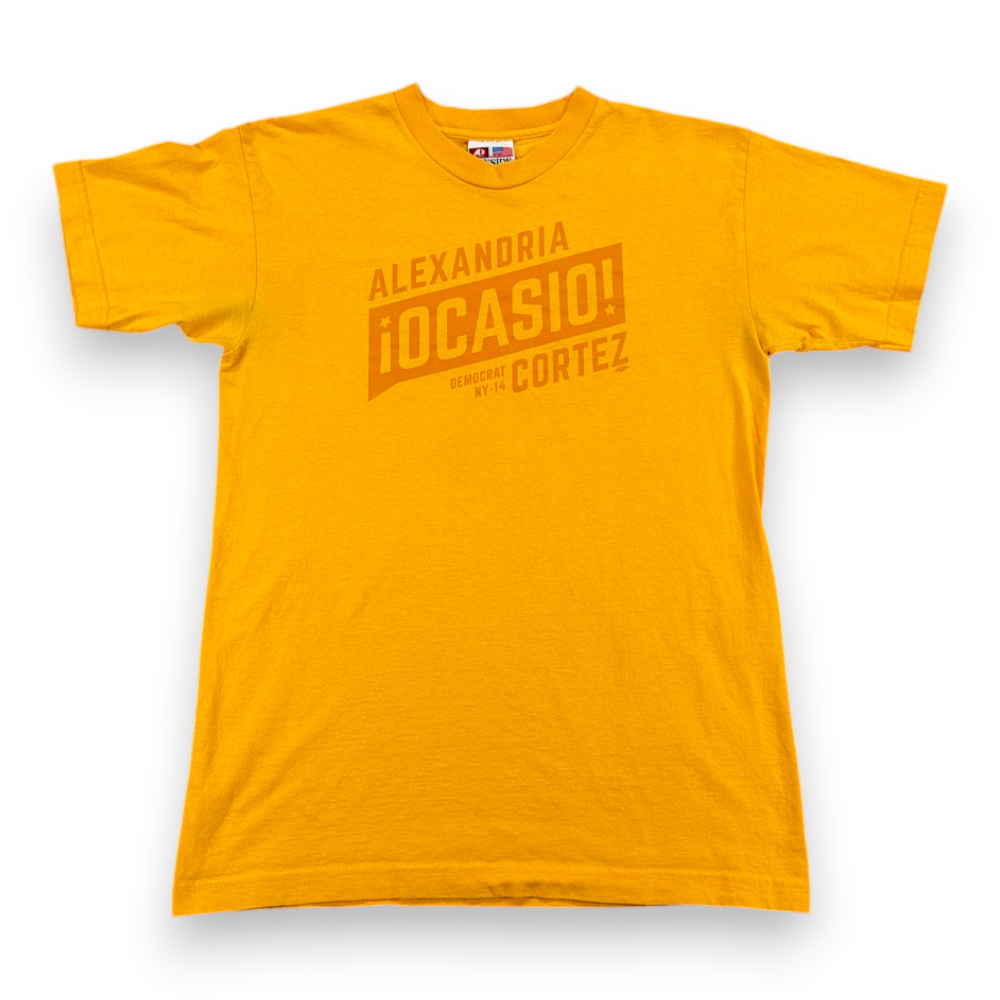 Alexandria Ocasio Cortez Shirt Adult MEDIUM Yellow AOC Campaign Politics NYC USA-1 Alexandria Ocasio Cortez Shirt Adult MEDIUM Yellow AOC Campaign Politics NYC USA