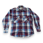 Vintage Van Heusen Shirt Adult MEDIUM Purple Plaid Flannel Grunge Outdoors 90s