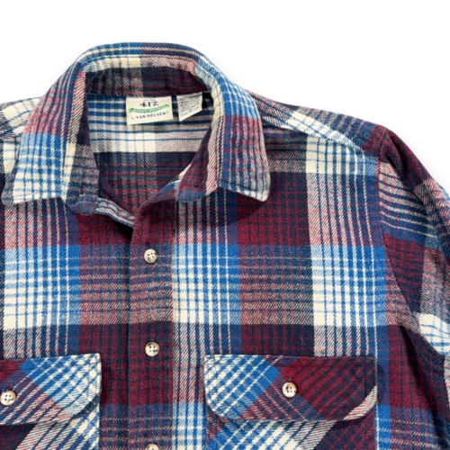 Vintage Van Heusen Shirt Adult MEDIUM Purple Plaid Flannel Grunge Outdoors 90s-2 Vintage Van Heusen Shirt Adult MEDIUM Purple Plaid Flannel Grunge Outdoors 90s