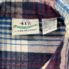 Vintage Van Heusen Shirt Adult MEDIUM Purple Plaid Flannel Grunge Outdoors 90s