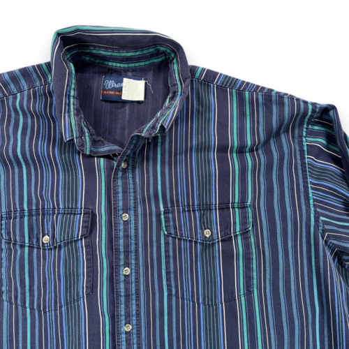 Vintage Wrangler Shirt Adult 2XL XXL Blue Green White Striped Western Cowboy 90s-2 Vintage Wrangler Shirt Adult 2XL XXL Blue Green White Striped Western Cowboy 90s