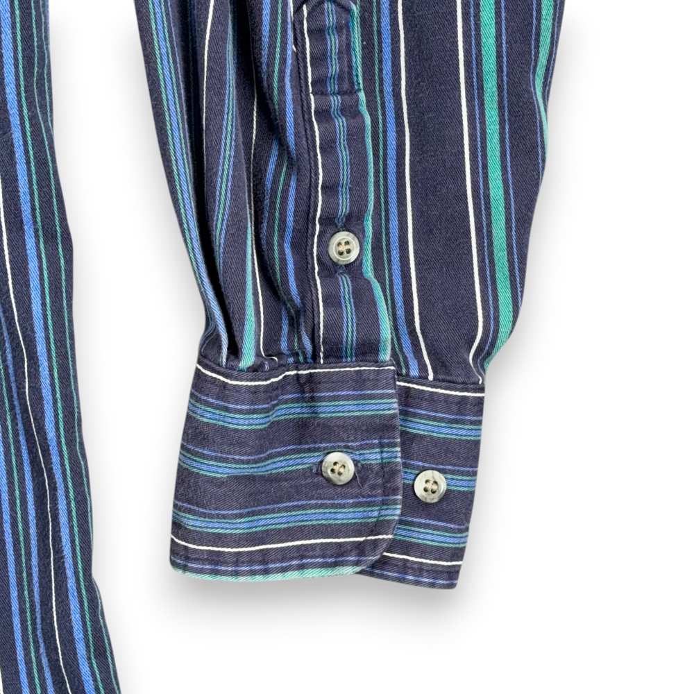 Vintage Wrangler Shirt Adult 2XL XXL Blue Green White Striped Western Cowboy 90s-7 Vintage Wrangler Shirt Adult 2XL XXL Blue Green White Striped Western Cowboy 90s