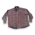 Vintage Wrangler Shirt Adult 2XL XXL Blue Red Yellow Striped Western Cowboy 90s