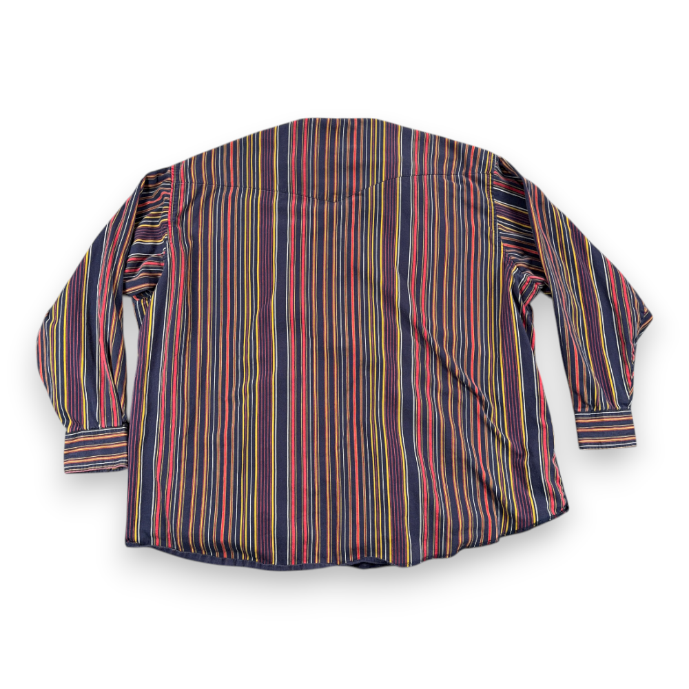 Vintage Wrangler Shirt Adult 2XL XXL Blue Red Yellow Striped Western Cowboy 90s-3 Vintage Wrangler Shirt Adult 2XL XXL Blue Red Yellow Striped Western Cowboy 90s