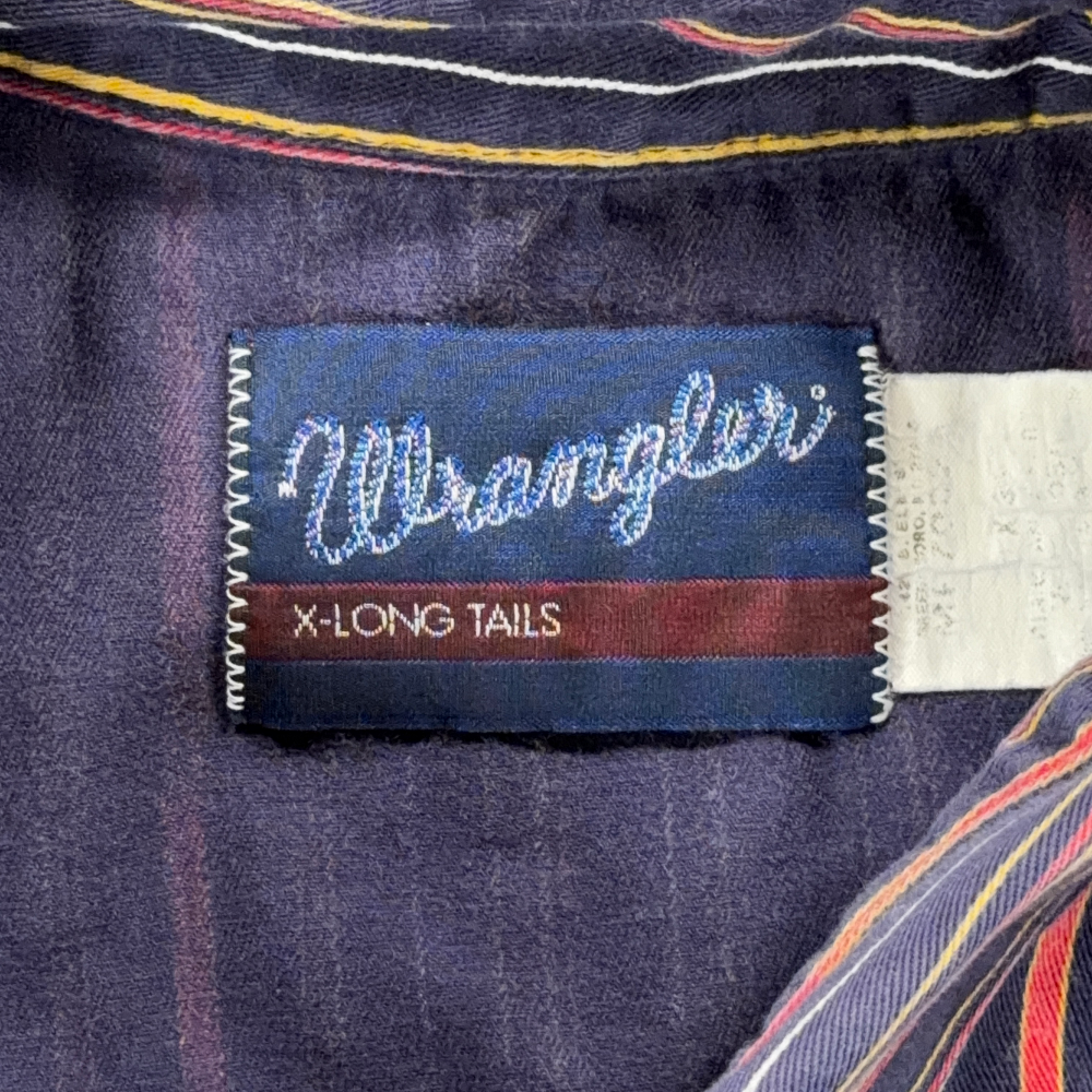 Vintage Wrangler Shirt Adult 2XL XXL Blue Red Yellow Striped Western Cowboy 90s-4 Vintage Wrangler Shirt Adult 2XL XXL Blue Red Yellow Striped Western Cowboy 90s