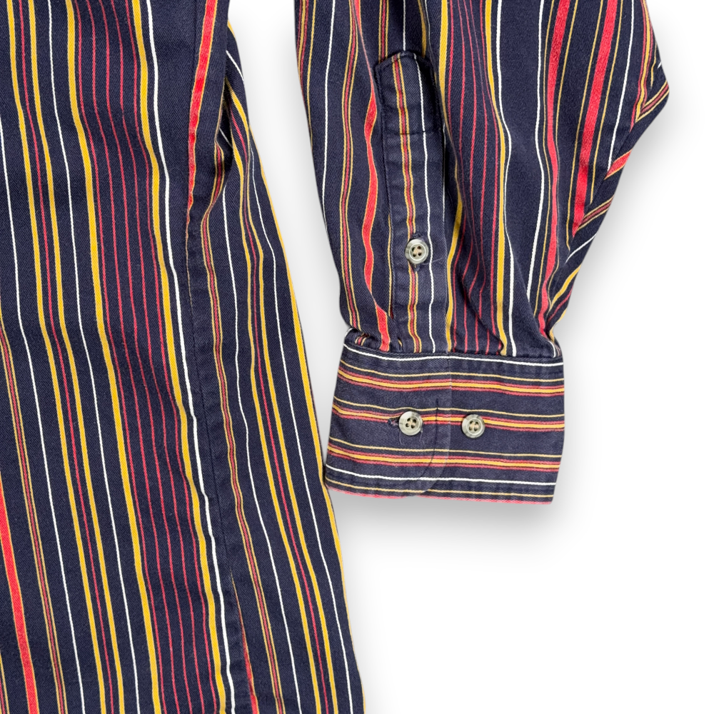 Vintage Wrangler Shirt Adult 2XL XXL Blue Red Yellow Striped Western Cowboy 90s-7 Vintage Wrangler Shirt Adult 2XL XXL Blue Red Yellow Striped Western Cowboy 90s