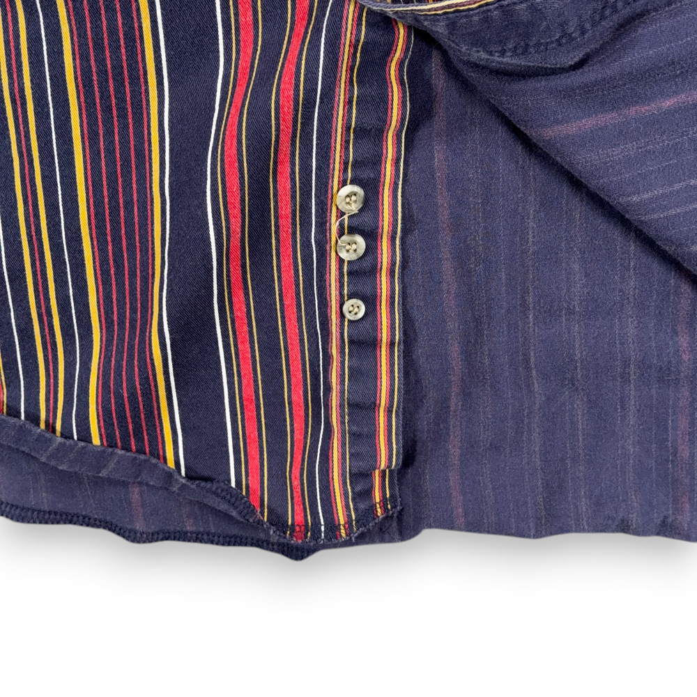 Vintage Wrangler Shirt Adult 2XL XXL Blue Red Yellow Striped Western Cowboy 90s-8 Vintage Wrangler Shirt Adult 2XL XXL Blue Red Yellow Striped Western Cowboy 90s