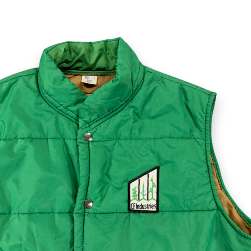 Vintage Puffer Vest Adult LARGE Green CF Industries Farm Seed Quilted USA 80s-2 Vintage Puffer Vest Adult LARGE Green CF Industries Farm Seed Quilted USA 80s