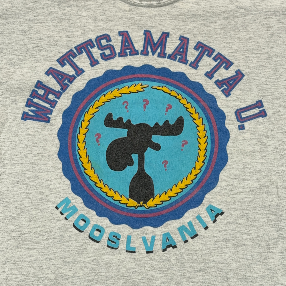 Vintage Rocky Bullwinkle Shirt Adult MEDIUM Gray Whattsamatta U Mooslvania Y2K-2 Vintage Rocky Bullwinkle Shirt Adult MEDIUM Gray Whattsamatta U Mooslvania Y2K