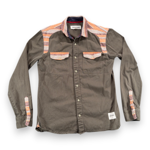 Supremebeing Shirt Adult MEDIUM Green Southwest Orange Trim Western Military