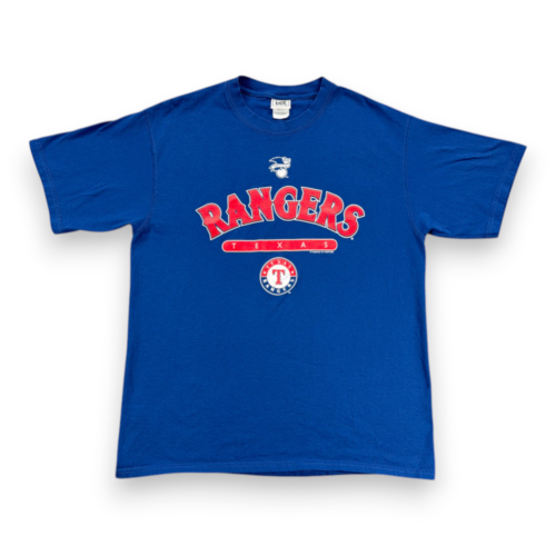 Vintage Texas Rangers Shirt Adult LARGE Blue MLB Baseball Logo Lee Sports Y2K