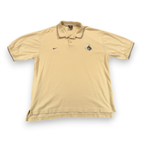Vintage Purdue Boilermakers Polo Shirt Adult EXTRA LARGE Yellow Nike Drifit Y2K