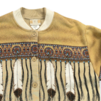 Vintage Native American Sweater Womens MEDIUM Brown Sweatshirt Feathers USA 90s