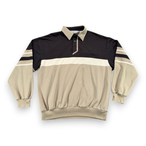 Vintage Classics Palmland Sweater Adult LARGE Brown Colorblock Sweatshirt 90s