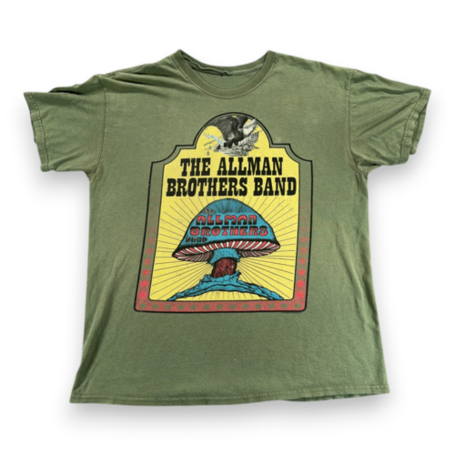 Allman Brothers Band Shirt Adult LARGE Green Mushroom Eagle Rock Retro Classic