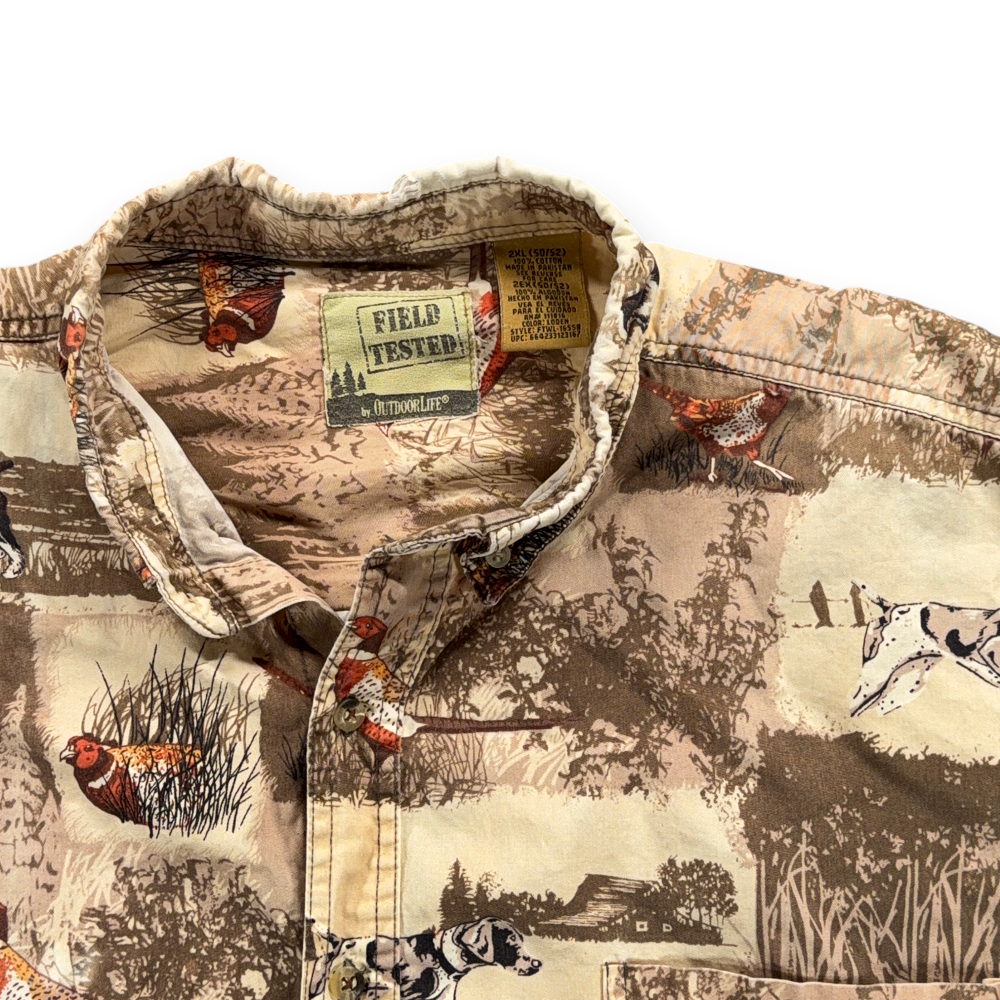 Vintage Outdoor Life Shirt Adult 2XL XXL Brown Orange Dogs Pheasant Hunting Y2K-2 Vintage Outdoor Life Shirt Adult 2XL XXL Brown Orange Dogs Pheasant Hunting Y2K