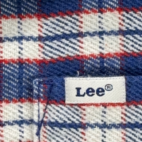 Lee Shirt Adult SMALL Blue White Red Plaid Flannel Workwear Shacket Side Pockets