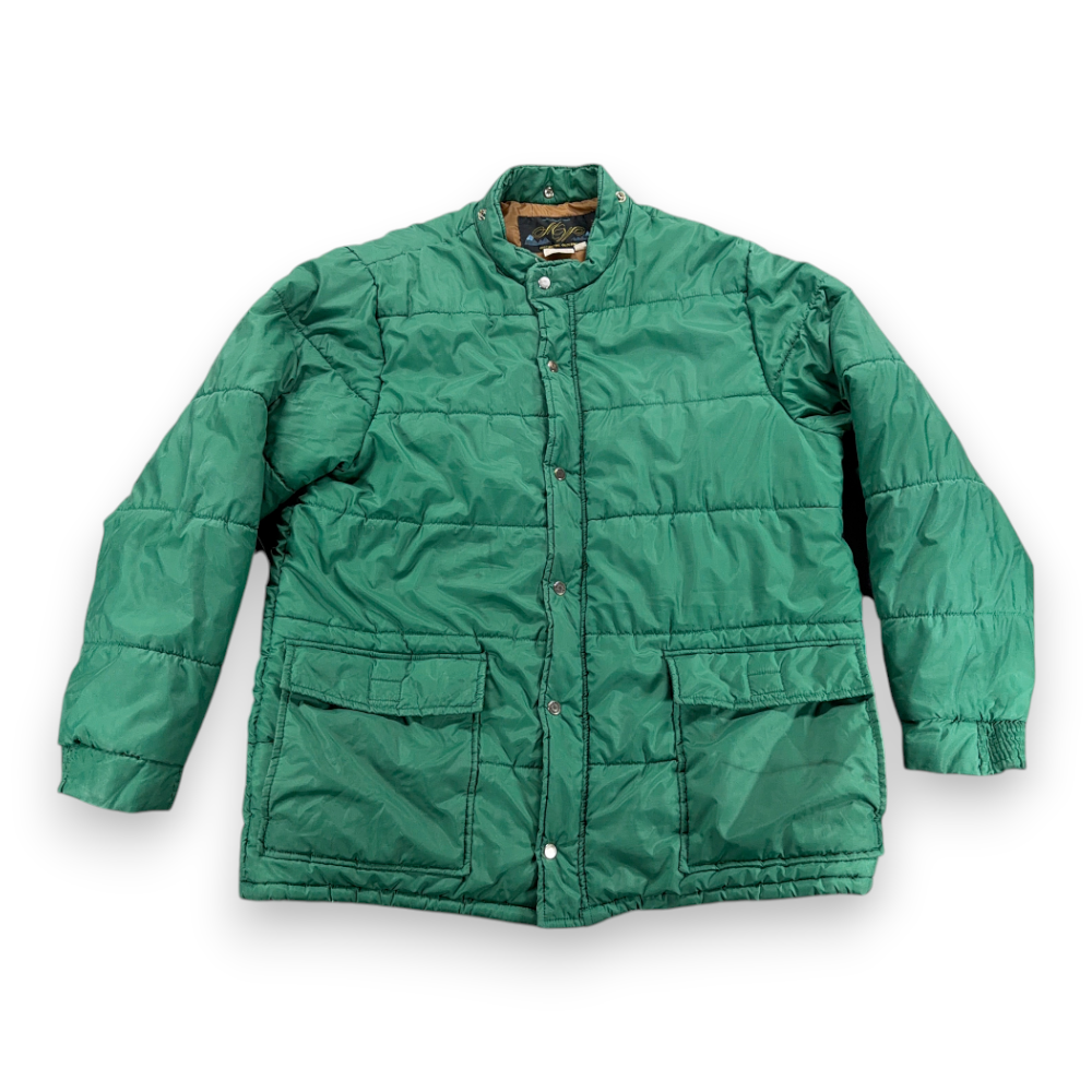 Vintage Montgomery Ward Jacket Adult EXTRA LARGE Green Puffer Nylon Quilted 80s-1 Vintage Montgomery Ward Jacket Adult EXTRA LARGE Green Puffer Nylon Quilted 80s