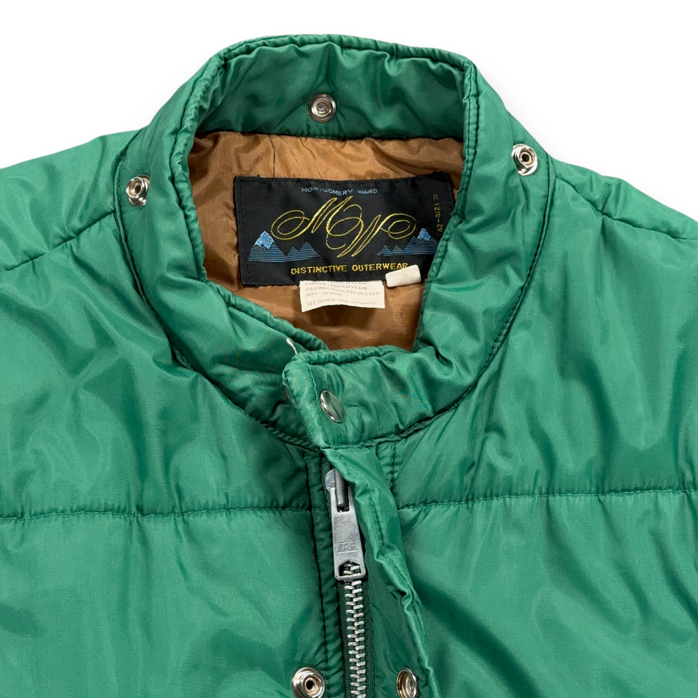 Vintage Montgomery Ward Jacket Adult EXTRA LARGE Green Puffer Nylon Quilted 80s-3 Vintage Montgomery Ward Jacket Adult EXTRA LARGE Green Puffer Nylon Quilted 80s