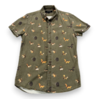 Squirrel Shirt Adult MEDIUM Green Cotton Afends Button Down Novelty Print Funny