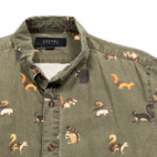 Squirrel Shirt Adult MEDIUM Green Cotton Afends Button Down Novelty Print Funny